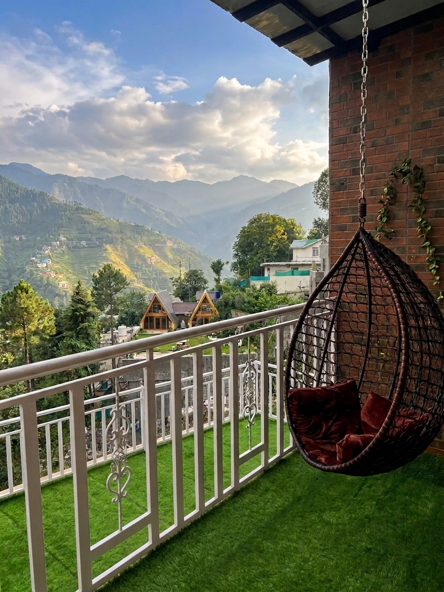 Mountain view from Blue Sky Apartment balcony in Nathia Gali